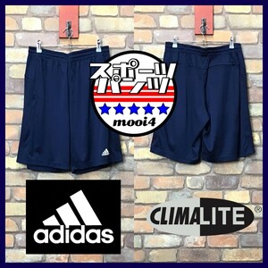 SP1-192★USA直輸入★吸湿速乾★ネイビー【adidas アディダス】CLIMALITE 3ストライプ ハーフパンツ【メンズ L】ショーツ スポーツ ジム