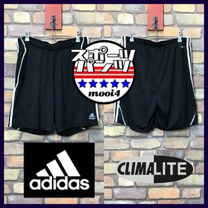 SP1-183★海外モデル★ブラック×ホワイト【adidas アディダス】CLIMALITE 3ストライプ ハーフパンツ【メンズ M】速乾 ストレッチ ジム