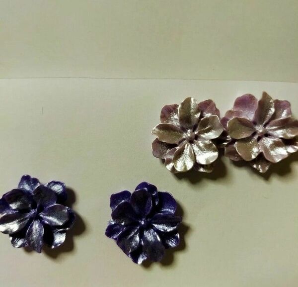 ハンドメイド ピアス アクセサリー 花 紫 紫色 パープル