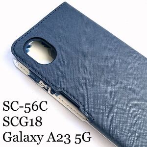 Galaxy A23 5G(SC-56C/SCG18)用レザーケース★スリムタイプ★内側花柄★サイドマグネット付★スタンド機能付★カード入付★ネイビー