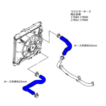 JB64ジムニー シリコン ラジエターホース レッド アッパーホース ロアホース 2点セット 3層構造 S-157R_画像3