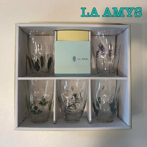 未使用品 ＬＡ ＡＭＹＳ グラス コップ カップ ５点セット ラエミーズ ５客セット 食器 プティグラスセット リーフ模様 ギフト/252