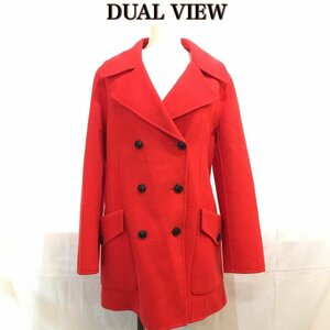 未使用 ＤＵＡＬ ＶＩＥＷ ミドル丈 赤 デュアルヴュー ウール Ｐコート レッド サイズ４２ 洋品婦人服/269