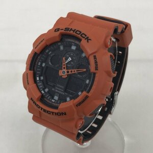 美品 ＣＡＳＩＯ ＧーＳＨＯＣＫ 腕時計 オレンジ ブラック ＧＡ－１００Ｌ－４Ａ アナデジ カシオ 電池 時計 時計/255