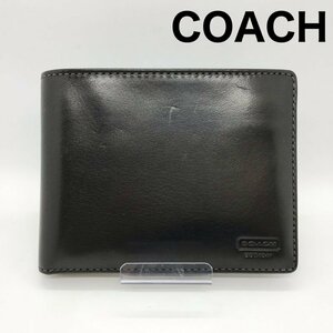 【美品】 ＣＯＡＣＨ コーチ 二つ折り 財布 ブラック ＦＳ４６５８ レザー パスケース 定期入れ メンズ 鞄/246