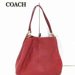 ＣＯＡＣＨ チャーム付 サイドロゴ アウトレット コーチ トートバッグ 赤 レッド レザー 革 鞄/269