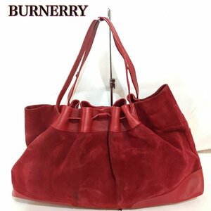 ＢＵＲＢＥＲＲＹ ＬＯＮＤＯＮ レザートートバッグ スエード バーバリーロンドン 赤 レッド イタリア製 大容量 鞄/269