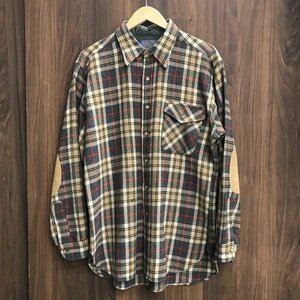 ＰＥＮＤＬＥＴＯＮ ペンドルトン ＭＡＤＥ ＩＮ ＵＳＡ ウール チェック シャツ エルボーパッチ 黒系 長袖 Ｌ 洋品紳士服/266