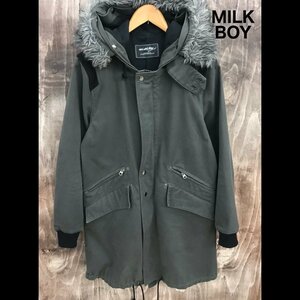 ＭＩＬＫ ＢＯＹ ミルクボーイ Ｂ８ＤＪ０５ フェイク ファー コート ジャケット モッズ グレー 洋品紳士服/246