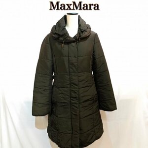 ＭａｘＭａｒａ ベルト付き 中綿 コート ブラウン シミあり マックスマーラ 膝丈 アウター レディース サイズ４２ 洋品婦人服/269