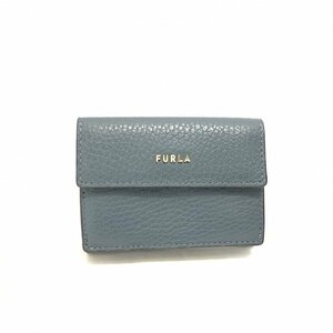 美品 ＦＵＲＬＡ お札 コイン ブランド 鞄 レディース 青 フルラ 三つ折り財布 コンパクト ブルー 財布 ウォレット 鞄/218