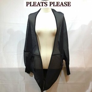 美品 ＰＬＥＡＴＳ ＰＬＥＡＳＥ ＩＳＳＥＹ ＭＩＹＡＫＥ プリーツプリーズ ボレロ ネイビー カーディガン メッシュ 洋品婦人服/269