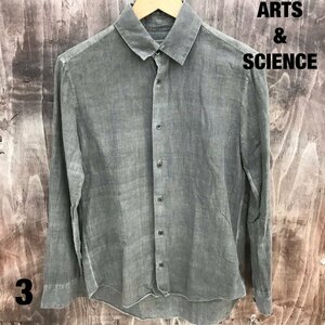 ＡＲＴＳ ＆ ＳＣＩＥＮＣＥ アーツ＆サイエンス 長袖 シャツ グレー コットン シルク ３ 洋品紳士服/246