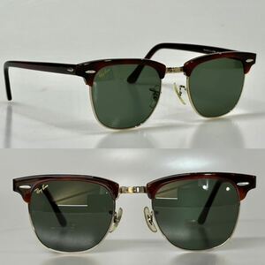  хорошая вещь!!90s B&L RayBan * Clubmaster W0366mokto-tas Gold * Vintage снят с производства товар USAboshu ром /ray-ban American Casual 