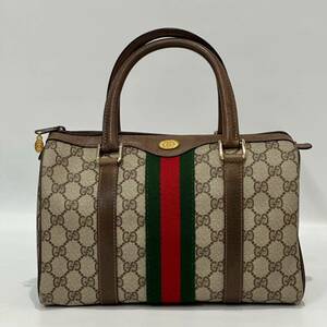 良品 80's OLD GUCCI シェリー GG柄 ミニ ボストンバッグ 28㎝ 40.3841 オールド グッチ ハンドバッグ PVC レザー 