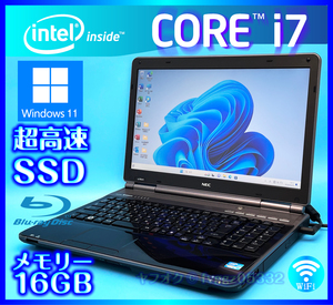 NEC Core i7 クリスタルブラック【大容量メモリー 16GB 高速新品 SSD +HDD1000GB】Windows11 2630QM Microsoft Office2021 LL750/E