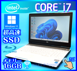NEC タッチパネル ホワイト 大容量メモリー 16GB 高速新品 SSD 512GB +HDD1000GB Core i7 4700MQ Windows 11 Webカメラ Office2021 LL750/N
