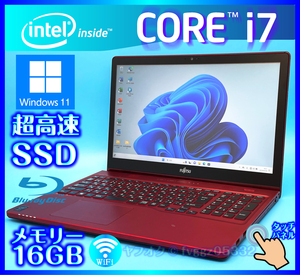 富士通 フルHD液晶 タッチパネル Core i7 4702HQ 大容量メモリ 16GB 高速新品 SSD 512GB +HDD750GB Windows11 Office2021 Bluetooth AH77/M