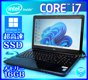 NEC きれいなブラック 大容量メモリー 16GB 高速新品 SSD 512GB 外付HDD 750GB Core i7 4702MQ Windows 11 Webカメラ Bluetooth Office2021