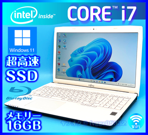 富士通 SSD 新品 1TB (1000GB) 大容量メモリー 16GB Core i7 4702MQ Windows 11 Bluetooth Webカメラ ノートパソコン Office2021 AH53/M