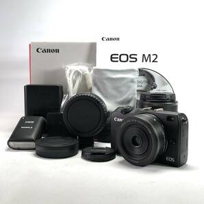 1スタ Canon EOS M2 EF-M 18-55 IS STM EF-M 22 STM Kit キヤノン ミラーレス カメラ 動作OK 良品 1円 24D ヱOA4の画像1