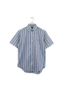 90's Ralph Lauren blue stripe shirt ラルフローレン BD半袖シャツ ブルー ストライプ サイズM メンズ ヴィンテージ ネ