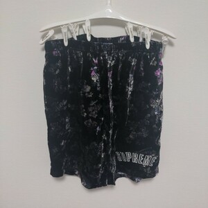 Supreme Floral Velour Short Black パンツ　ショートパンツ　ベロア　Sサイズ