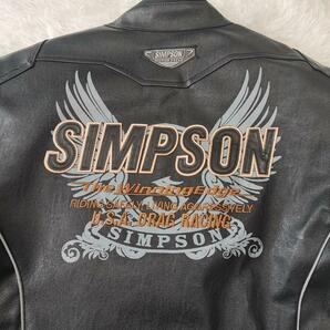 【極美品】SIMPSON シンプソン ライダースジャケット レザージャケット 55周年モデル プロテクター 刺繍 ワッペン フルデコ LLサイズの画像1