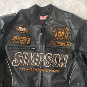 【極美品】SIMPSON シンプソン ライダースジャケット レザージャケット 55周年モデル プロテクター 刺繍 ワッペン フルデコ LLサイズの画像5
