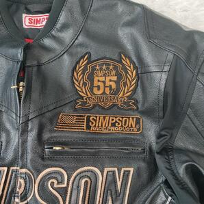 【極美品】SIMPSON シンプソン ライダースジャケット レザージャケット 55周年モデル プロテクター 刺繍 ワッペン フルデコ LLサイズの画像8