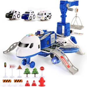 青い Cute Stone 飛行機 おもちゃ おままごと 2in1 分解可能 航空機おもちゃ 玩具安全基準合格 ミニカー 3台 ラ