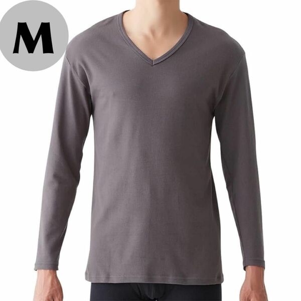 [グンゼ] インナーシャツ YG Cotton 100% ダブルホット Vネック9分袖 メンズ (NEW) ﾁﾔｺ-ﾙｸﾞﾚ M