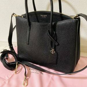 ★極美品★ Kate spade ケイトスペード 3way ショルダーバッグ ハンドバッグ マルゴー PXRUA160 BLACK ブラック BK グレインレザー 