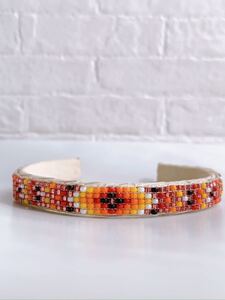 インディアンジュエリー バングル ブレスレット ナバホ族 ビーズワーク ビーズ レザーバングル ビーズブレスレット ネイティブ or