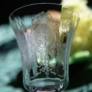 1939年～ ヘイシー グラス クリスタル メヌエット 舞踏会 エッチング ゴブレット シャンパン ワイングラス アンティーク 酒 バーグラス の画像2