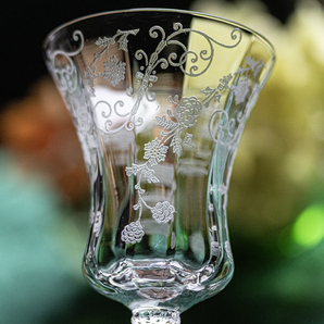 1933年～ ケンブリッジグラス イレーヌ フラワー エッチング クリスタル ゴブレット シャンパングラス 酒 バーグラス アンティークの画像3