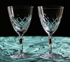 1970年代 ノリタケ クリスタル ダイヤモンド カットグラス シャンパン ワイングラス 2脚セット 酒 ビンテージ
