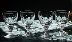 ティフィン グラス クリスタル フランシスカン リキュール カクテルグラス 4個セット 酒 日本酒 冷酒 吟醸 アンティーク バーグラス