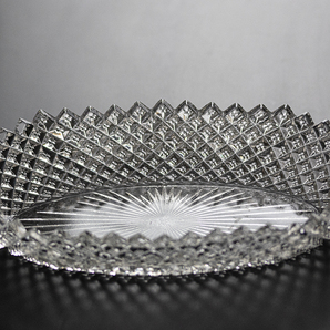 1928年～ ウエストモアランド イングリッシュホブネイル クリスタル ダイヤモンド オーバル トレイ ディッシュ 菓子器 アンティーク ボウルの画像1