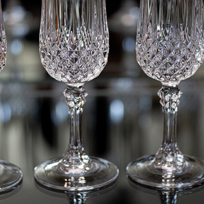 フランス クリスタル グラス ロンシャン フルート シャンパングラス 4脚セット 酒 バーグラス ビンテージ ガラス 花瓶 ベースの画像3