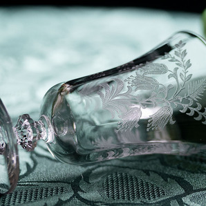 ティフィン クリスタル フクシア エッチング カクテル リキュールグラス 酒 日本酒 吟醸 バーグラス アンティーク ビンテージの画像4
