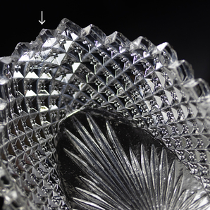 1928年～ ウエストモアランド イングリッシュホブネイル クリスタル ダイヤモンド オーバル トレイ ディッシュ 菓子器 アンティーク ボウルの画像6
