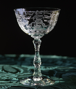 1940年代 フォストリア クリスタル ナバラ エッチング フラワー シャンパン カクテルグラス 酒 バーグラス ビンテージ アンティーク