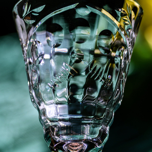 1940年代 リビー クリスタル ロックシャープ フラワー ＆ リーフ エッチング ゴブレット リキュール シャンパングラス 3脚 酒 アンティークの画像3