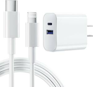 AZ112　iphone 充電器 type-c 20W【MFi認証&充電ケーブル 1m付き】usb 急速充電器 タイプc 二台同時充電