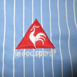 ★le coq sportif ルコック ゴルフ メンズ ピンストライプ ドライ 半袖シャツ 水色 L★の画像3