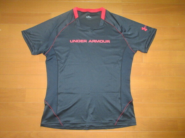 ★UNDER ARMOUR メンズ スポーツ サイドメッシュ 半袖Tシャツ 黒赤 XL★