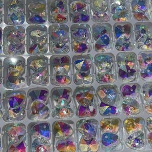 品質重視100個ハート型ビーズ シャンデリア用2穴14ｍｍリング付きクリスタル ガラス製 オーロラ デコトラ プロフィア サンキャッチャーの画像1