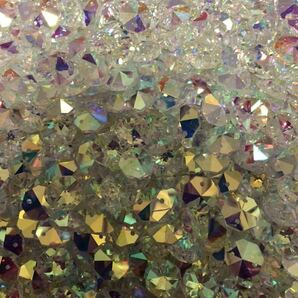 品質重視シャンデリア用2穴14ｍｍビーズ1000個クリスタル ガラス製オーロラカラー デコトラ プロフィア ギガ クオンゴールドリング付送料込の画像1