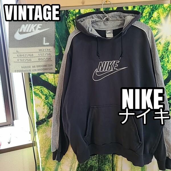 ビンテージ NIKE ナイキ VINTAGE 濃紺 スウェット パーカー くすみカラー プルオーバーフーディー スウェットパーカ